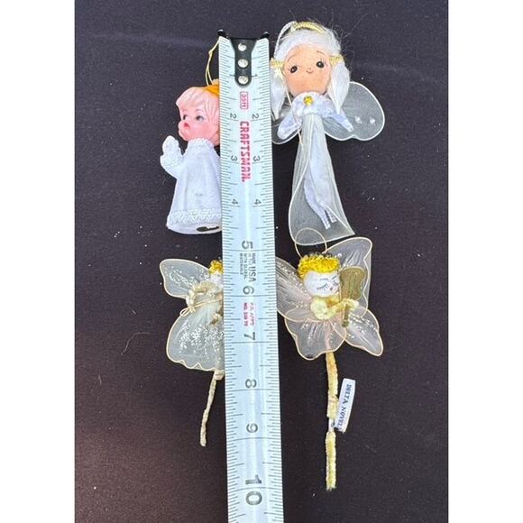 4 Vtg MCM Tulle Chenille Spun Cotton & Plastic Christmas Angels Pipe Cleaner -C2 - Picture 8 of 11